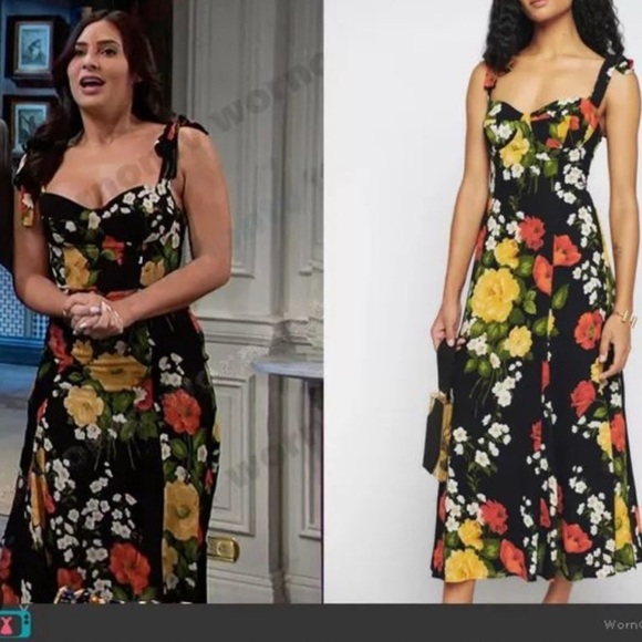 Reformation Nadira Midi Dress Louisa Floral Tie Straps Size 8 Black Vacay Beachy - Picture 5 of 15